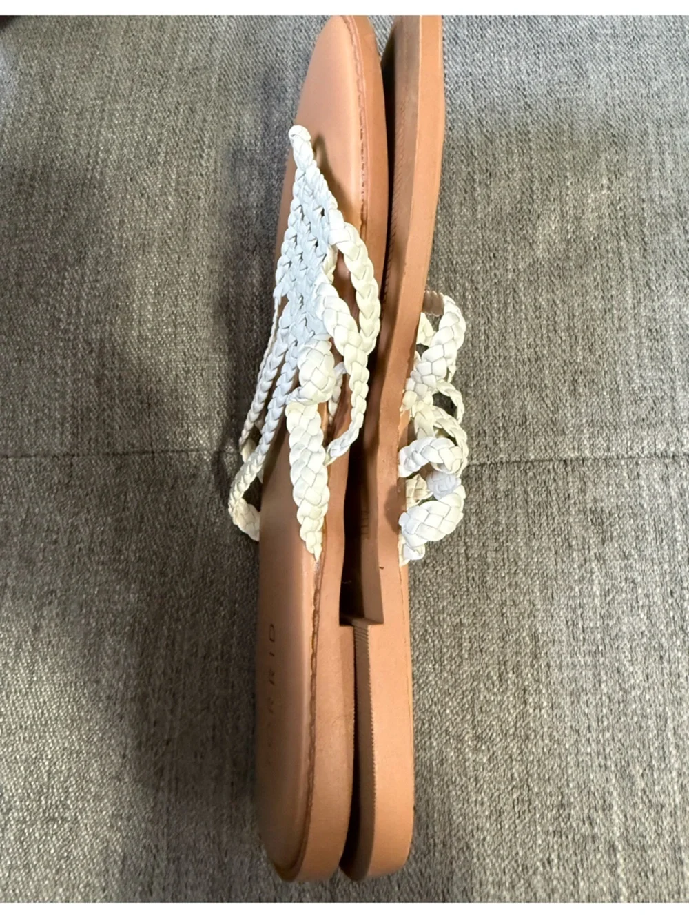 Torrid White Faux Leather Braided Flip-Flop Sandals, Size 8WW